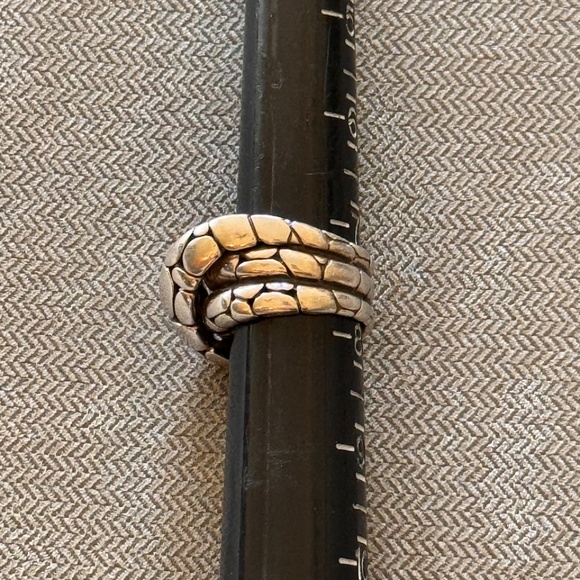 John Hardy Sterling Silver Kali Pebble Crossover Twist Ring Size 7.5 - Picture 2 of 10